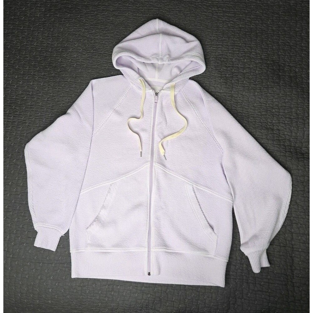 Aerie Hoodie Womens XXS Lavender Thermal Waffle Knit Oversized Full Zip Sweatshi